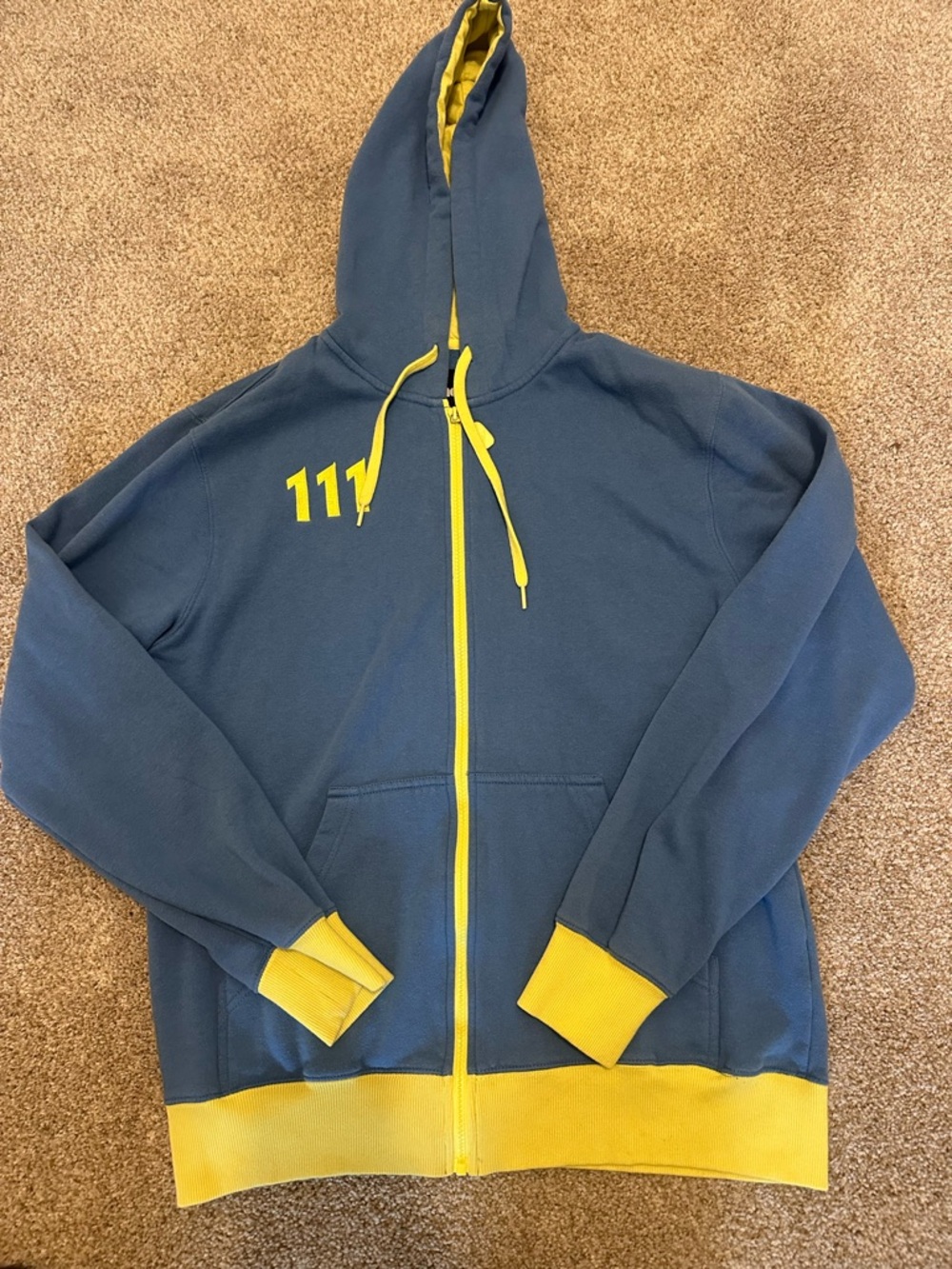 Men's Two-Tone Navy and Yellow Full-Zip Hoodie